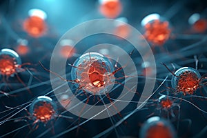 Cancer cell. Oncology research structure mutation, somatic cell of the body. genetic predisposition. Neoplasms