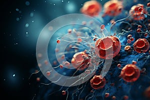 Cancer cell. Oncology research structure mutation, somatic cell of the body. genetic predisposition. Neoplasms