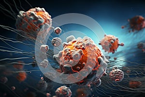 Cancer cell. Oncology research structure mutation, somatic cell of the body. genetic predisposition. Neoplasms