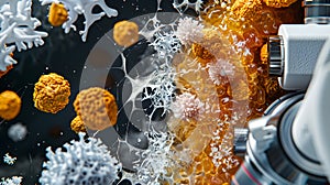 Cancer cells being studied under.