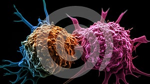 cancer cells on black background