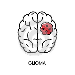 Cancer glioma line icon vector cancer malignant disease