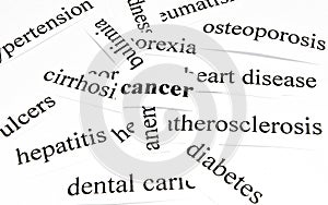 Cancer. Health care concept of diseases caused by unhealthy nutrition