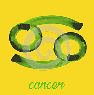 Cancer icon of zodiac, Vector icon. astrological signs, colorful image of horoscope. Watercolour style