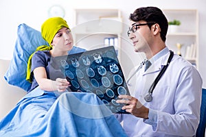 Cancer patient visiting doctor for medical consultation in clini