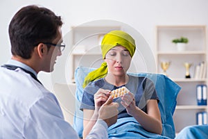 Cancer patient visiting doctor for medical consultation in clini