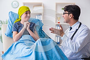 Cancer patient visiting doctor for medical consultation in clini