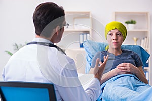 Cancer patient visiting doctor for medical consultation in clini