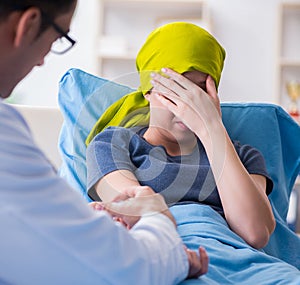 Cancer patient visiting doctor for medical consultation in clini