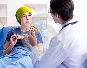 Cancer patient visiting doctor for medical consultation in clini