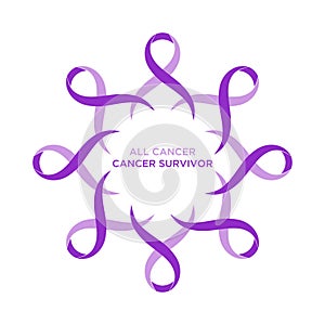 Cancer ribbon lavender or purple color representing the support of tackling cancers photo