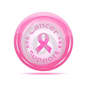 Cancer support icon with pink ribbon