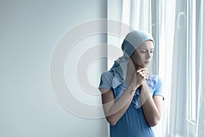 Cancer survivor deep in thought photo