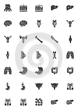 Cancer types vector icons set