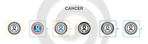 Cancer vector icon in 6 different modern styles. Black, two colored cancer icons designed in filled, outline, line and stroke