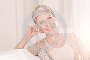 Cancer woman with positive attitude