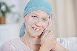 Cancer woman with positive attitude