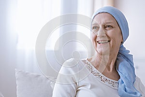 Cancer woman smiling with hope