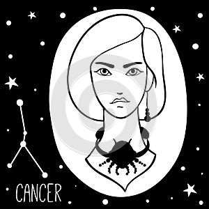 Cancer. Woman with zodiac sign