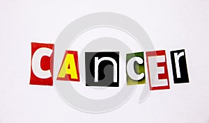 cancer word made from magazine letters with letters