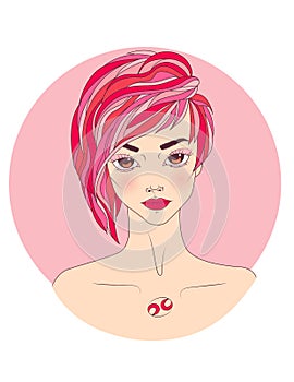 Cancer zodiac sign as a beautiful girl