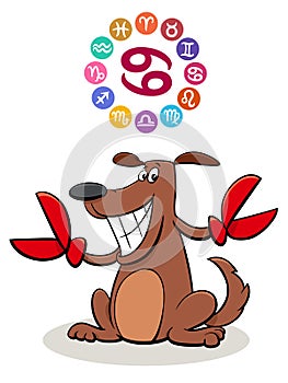 Cancer Zodiac sign with cartoon dog