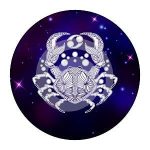 Cancer zodiac sign, horoscope symbol, vector illustration