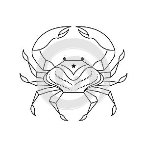 Cancer zodiac sign in line art style