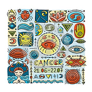 Cancer Zodiac Sign. Pattern for your design
