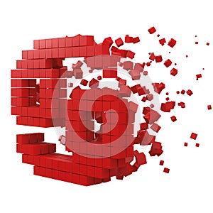 Cancer zodiac sign shaped data block. version with red cubes. 3d pixel style vector illustration