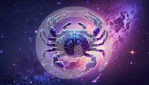 cancer zodiac sign on space background.