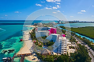 Cancun aerial view Hotel Zone of Mexico