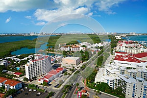 Cancun aerial view Hotel Zone of Mexico