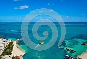 Cancun aerial view Hotel Zone of Mexico