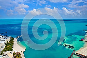 Cancun aerial view Hotel Zone of Mexico