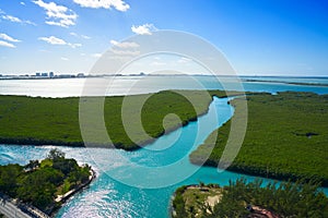 Cancun aerial view of Nichupte Lagoon