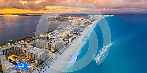 Cancun beach during blue hour