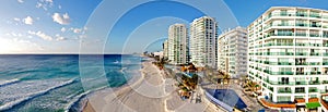 Cancun beach and hotel zone aerial view, Quintana Roo, Mexico photo