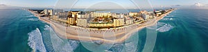 Cancun beach and hotel zone aerial view, Quintana Roo, Mexico