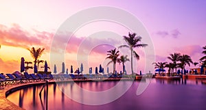 Cancun beach resort with palms