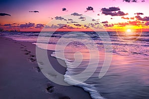 Cancun beach at sunset