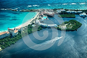 Cancun from birdâ€™s eye view (perspective)