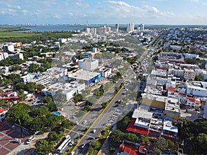 Cancun downtown aerial view, Quintana Roo, Mexico