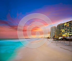 Cancun Forum beach sunset in Mexico photo