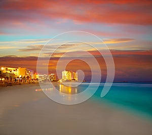 Cancun Forum beach sunset in Mexico photo