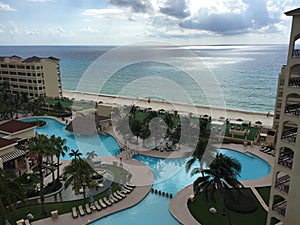 Cancun Mexican Beach and shoreline: Resort and hotel