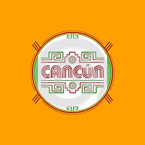 Cancun Mexico emblem Maya Aztec style design