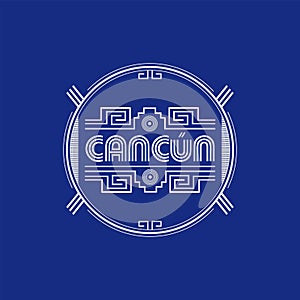 Cancun Mexico emblem Maya Aztec style design