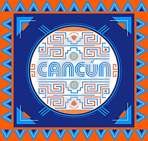 Cancun Mexico Maya Aztec emblem elements design