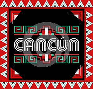 Cancun Mexico style emblem design elements